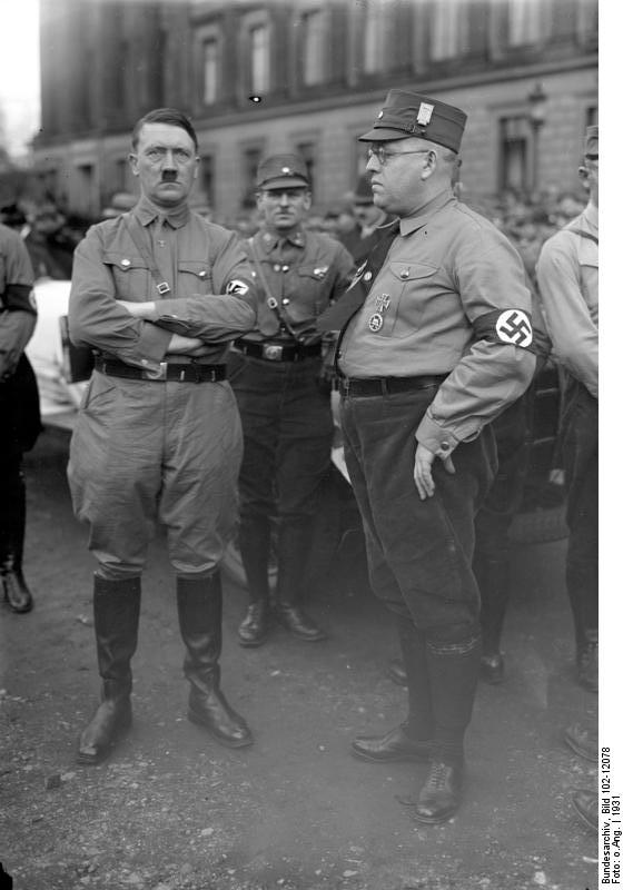 Adolf Hitler and Anton Franzen in front of Braunschweiger castle